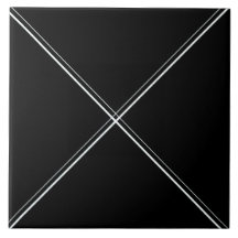 Schwarzes mit weißen diagonalen Linien Fliese 6x6