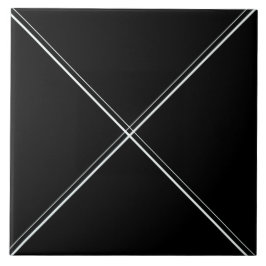 Schwarzes mit weißen diagonalen Linien Fliese 6x6