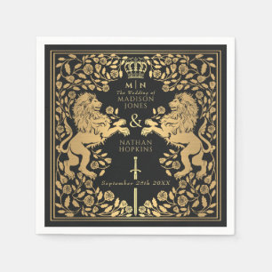 Schwarzes mittelalterliches Schwert Hochzeit Royal Serviette