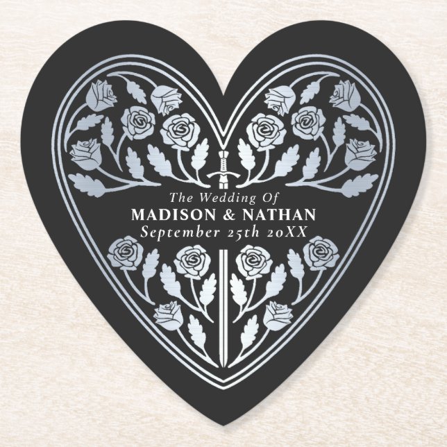 Schwarzes mittelalterliches silbernes Königsschwer Untersetzer (Vorderseite)