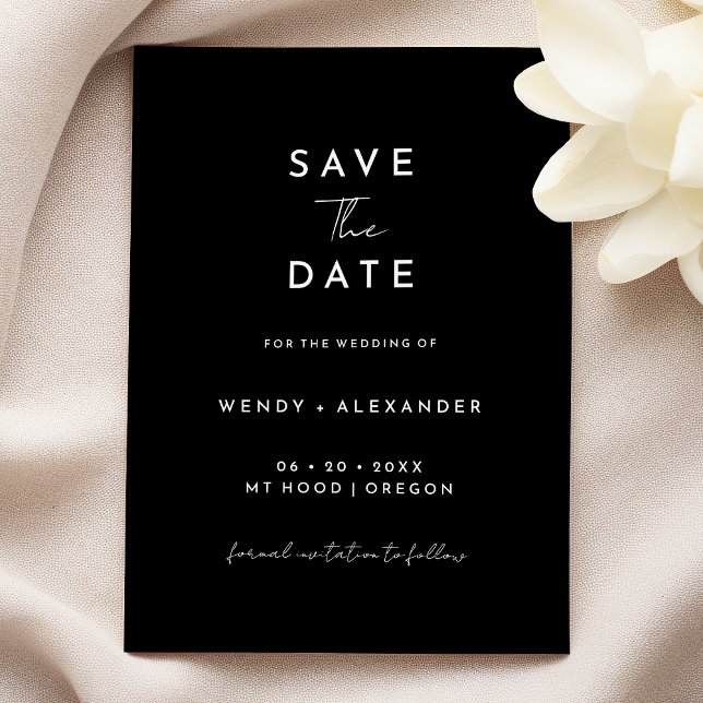 Schwarzes Modern Script Save the Date (Von Creator hochgeladen)