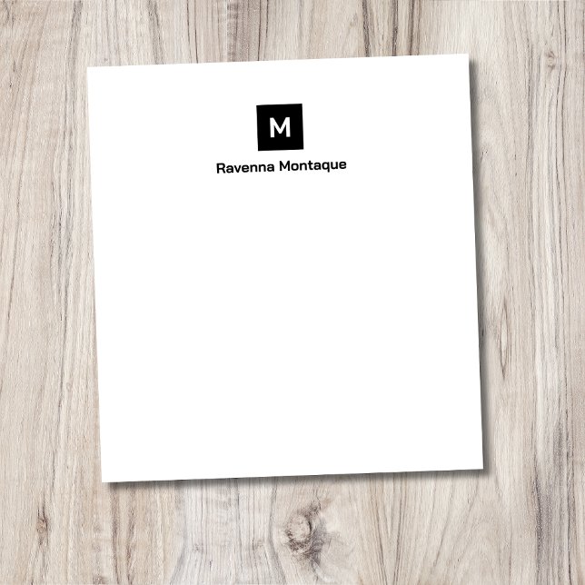 Schwarzes modernes chic trendy Monogramm Notizblock (Von Creator hochgeladen)