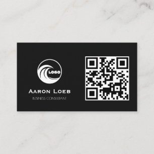 Schwarzes modernes Design Visitenkarte mit QR-Cod