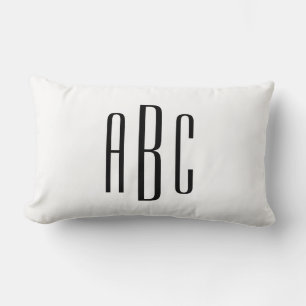 Schwarzes modernes dreibuchstabiges Monogramm Lendenkissen