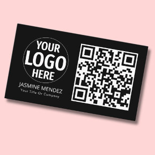 Schwarzes modernes einfaches QR-Code-Logo  Visitenkarte