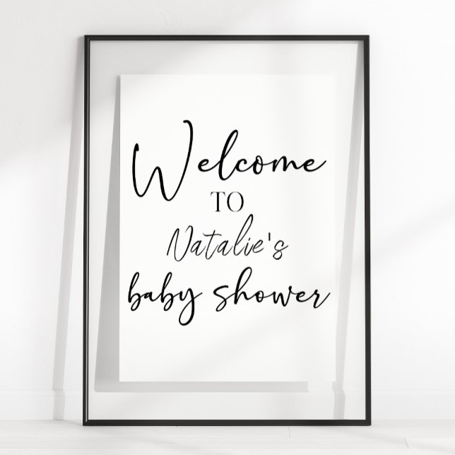 Schwarzes modernes einfaches Schrift-Duschschild Poster (Von Creator hochgeladen)