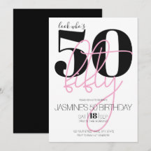 Schwarzes Modernes Elegantes Rosa-Erröten 50. Gebu