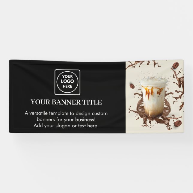 Schwarzes modernes Geschäftslogo Werbedisplay Banner (Horizontal)