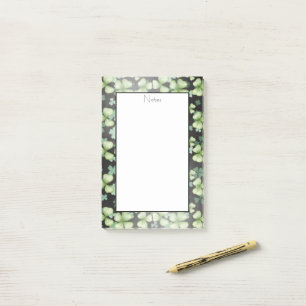 Schwarzes, modernes grünes Kleeblatt Post-it Klebezettel