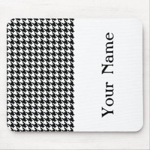 Schwarzes modernes Hahnentrittmuster mit Namen Mousepad