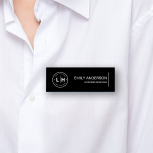 Schwarzes, modernes Minimalistisches Personalisier Namenschild