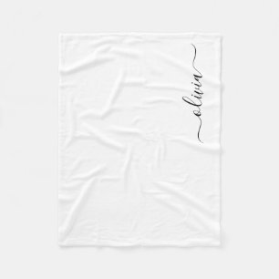 Schwarzes, modernes Monogramm mit Namen Fleecedecke