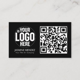 Schwarzes modernes QR-Code-Logo Visitenkarte