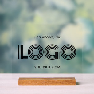 Schwarzes, modernes rechteckiges Logo Acrylschild