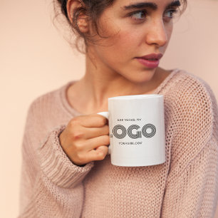 Schwarzes modernes rechteckiges Logo Promo Kaffeetasse