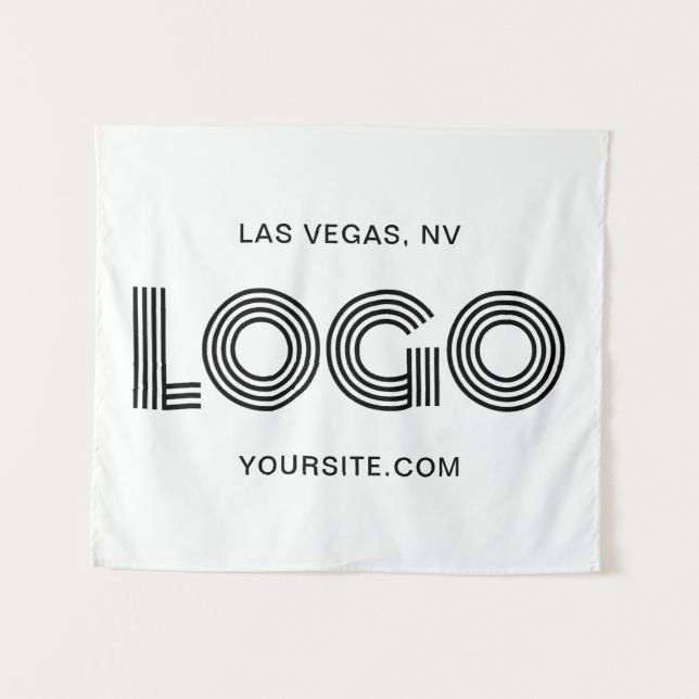 Schwarzes modernes rechteckiges Logo Wandteppich (Vorderseite (Horizontal))
