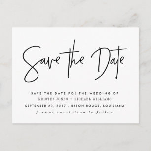 Schwarzes modernes Save the Date Ankündigungspostkarte