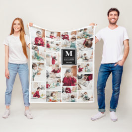 Schwarzes Monogramm 19 Bilder FotoCollage Fleecedecke