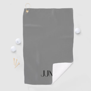 Schwarzes Monogramm auf mittlerem Grau Golfhandtuch