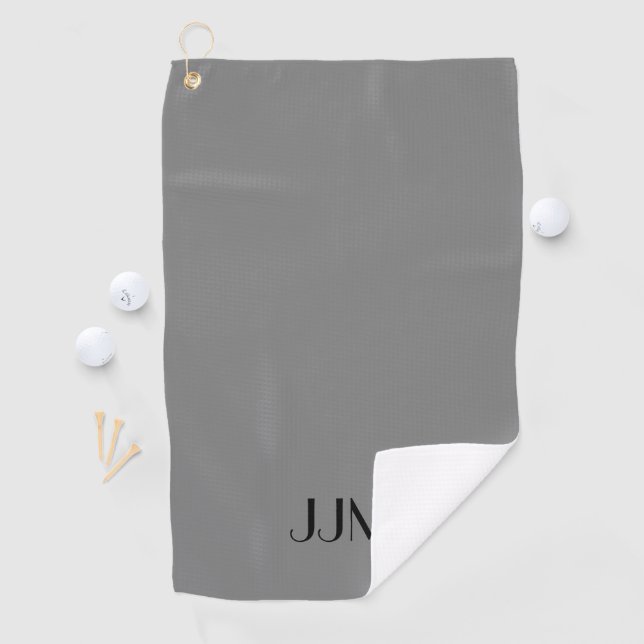 Schwarzes Monogramm auf mittlerem Grau Golfhandtuch (Insitu)