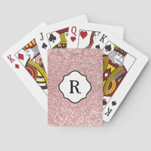 Schwarzes Monogramm auf Roségold-Glitter Spielkarten