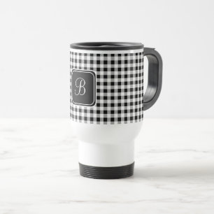 Schwarzes Monogramm, Buffalo-Karo, rostfreier Stah Reisebecher