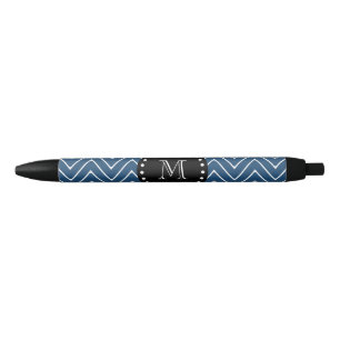 Schwarzes Monogramm des Marine-Blau-Zickzack Kugelschreiber