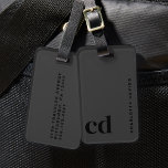 Schwarzes Monogramm Gepäckanhänger<br><div class="desc">Der Berufliche Gepäcktag der modernen Black Monogram ist der perfekte Tag für das berufliche Gepäck von heute. Diese Personalisierten Gepäcksmarken machen wohlüberlegte Geburtstagsgeschenke für Freunde und einzigartige Geschenke für Männer. Sie sind auch ideal als Weihnachtsgeschenke für Freund und bieten ausgezeichnete Weihnachtsgeschenke für Freund Ideen. Dieses Gepäckanhänger, verpackt in einer schlanken...</div>