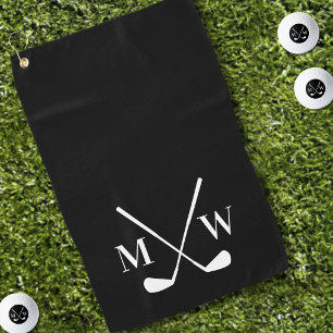 Schwarzes Monogramm Golfhandtuch