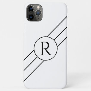 Schwarzes Monogramm im Kreis, diagonale Linien wei Case-Mate iPhone Hülle