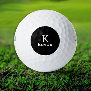 Schwarzes Monogramm Initialen Name personalisiert Golfball