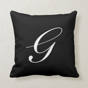 Schwarzes Monogramm-Kissen Buchstabeg Kissen