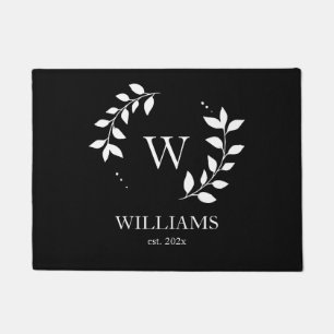 Schwarzes Monogramm Modern Simple Custom Initial Fußmatte