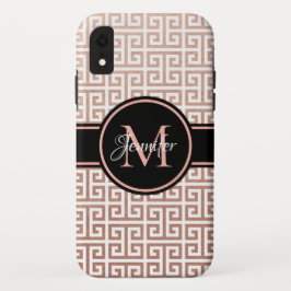 Schwarzes Monogramm, weiß und Rose iPhone 16 Hülle