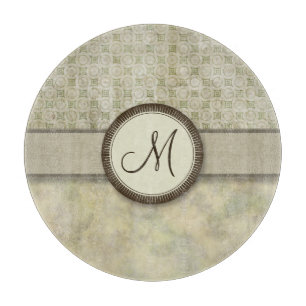 Schwarzes Moosgemälde mit Monogramm Schneidebrett
