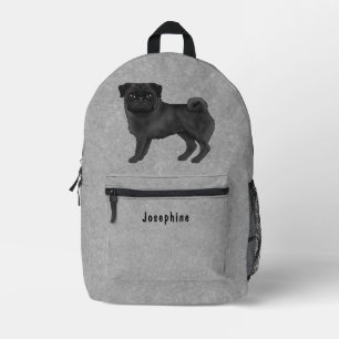 Schwarzes Mops-Hundedesign mit individuellem Text Bedruckter Rucksack