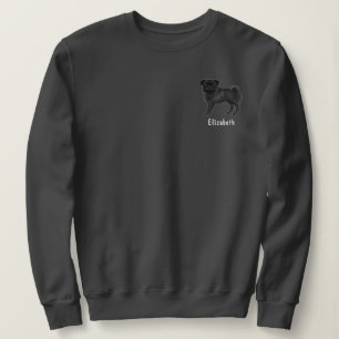 Schwarzes Mops-Hundedesign mit individuellem Text Sweatshirt