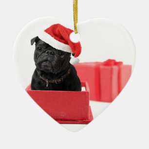 Schwarzes Mopshundegeschenk oder -geschenk Keramik Ornament