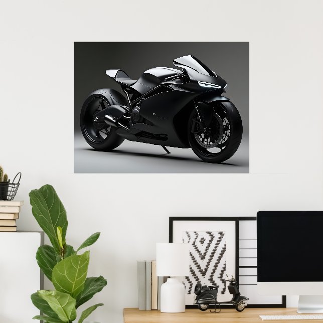 Schwarzes Motorrad Poster (Heimbüro)