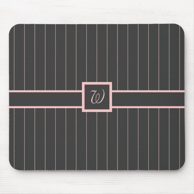 Schwarzes Mousepad mit rosa Streifen (Vorne)