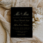 schwarzes MR & MRS Hochzeitgold Folieneinladung<br><div class="desc">Einladungskarte für die Hochzeitsfeier mit eleganter Kalligrafie,  schwarz und gold</div>
