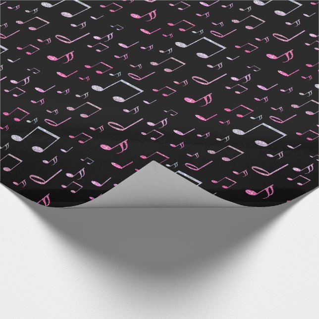 schwarzes Musikmuster Geschenkpapier (Ecke)