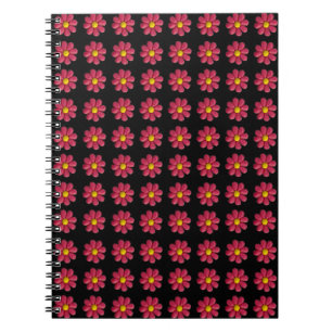 Schwarzes Muster der roten Blume Notizblock