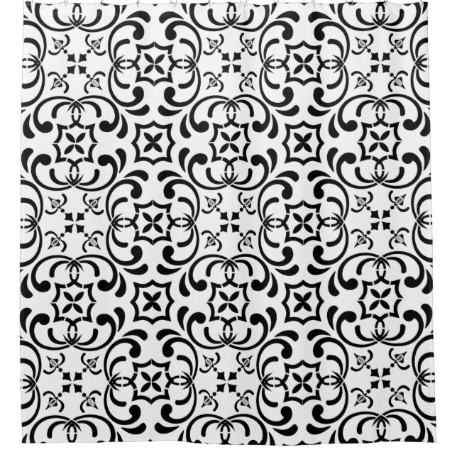 Schwarzes Muster Duschvorhang (Vorderseite)