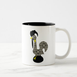 Schwarzes Muster, Galo de Barcelos Zweifarbige Tasse