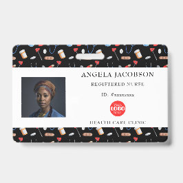 Schwarzes Muster Krankenpfleger-Logo Horizontal ID Ausweis
