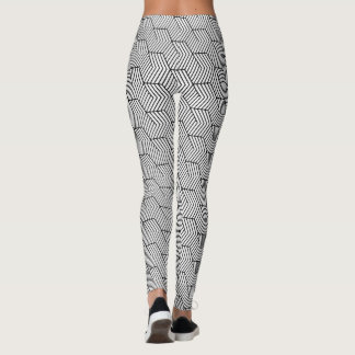 Schwarzes Muster Linien Würfel Geometrie Einfach Leggings