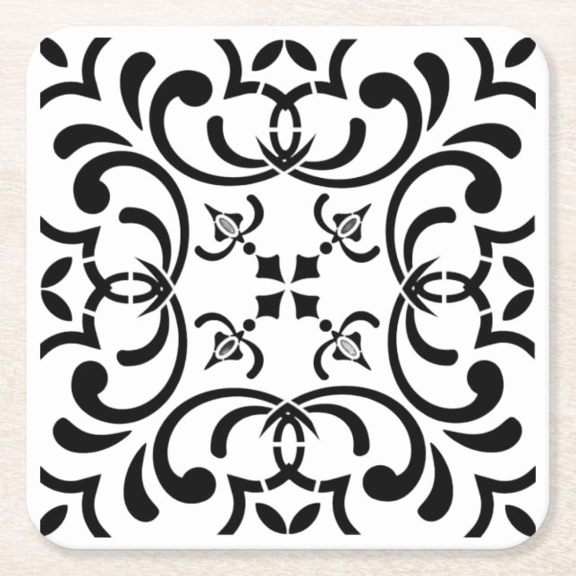 Schwarzes Muster Rechteckiger Pappuntersetzer (Vorderseite)