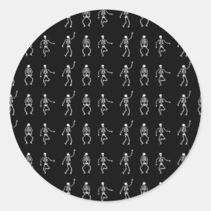 Schwarzes Muster Skelette tote Tanzknochen sprichw Runder Aufkleber