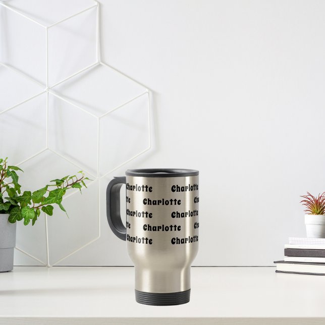 Schwarzes Namensmuster Reisebecher (Von Creator hochgeladen)